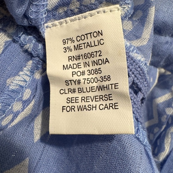 Blue Island Blue and‎ White Ruffled Tie open Front kamona style - Picture 9 of 9